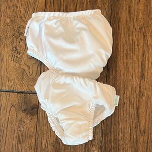 Pair of White Reusable Swim Diapers 12 Months